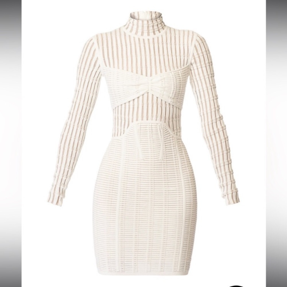 Authentic Herve Leger shadow stripe knit mini dress